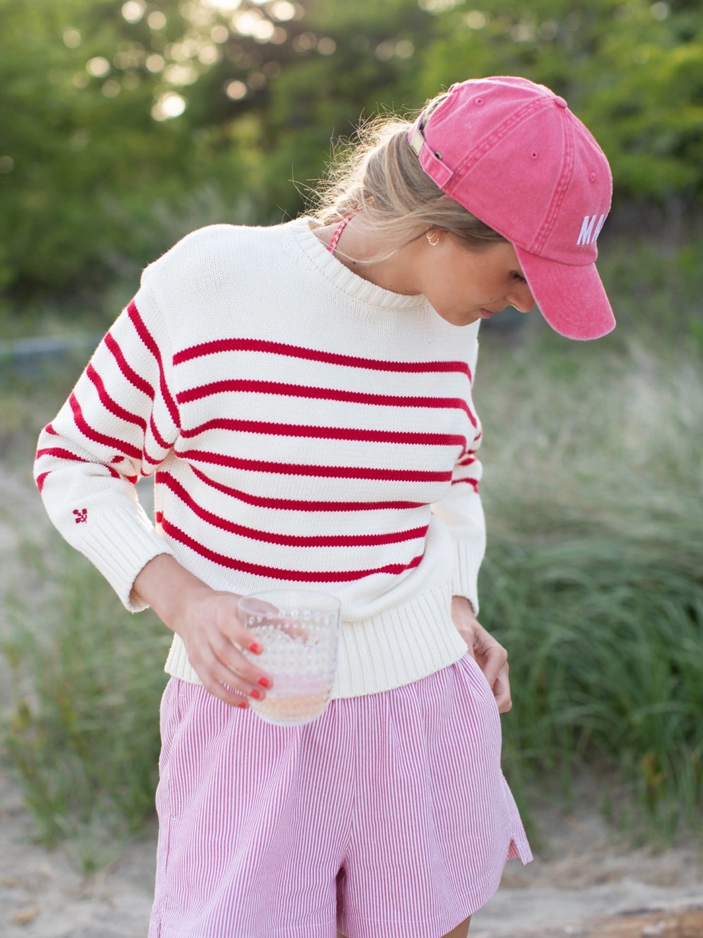 Marea LAKE SWEATER in IVORY/RED STRIPE